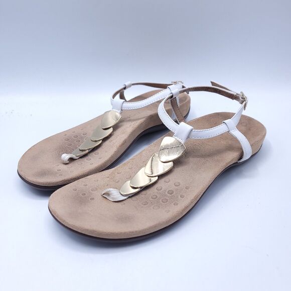 Vionic Miami Slip On Leather Slide Sandals Womens Size 9 TVW5178 White - Picture 1 of 8